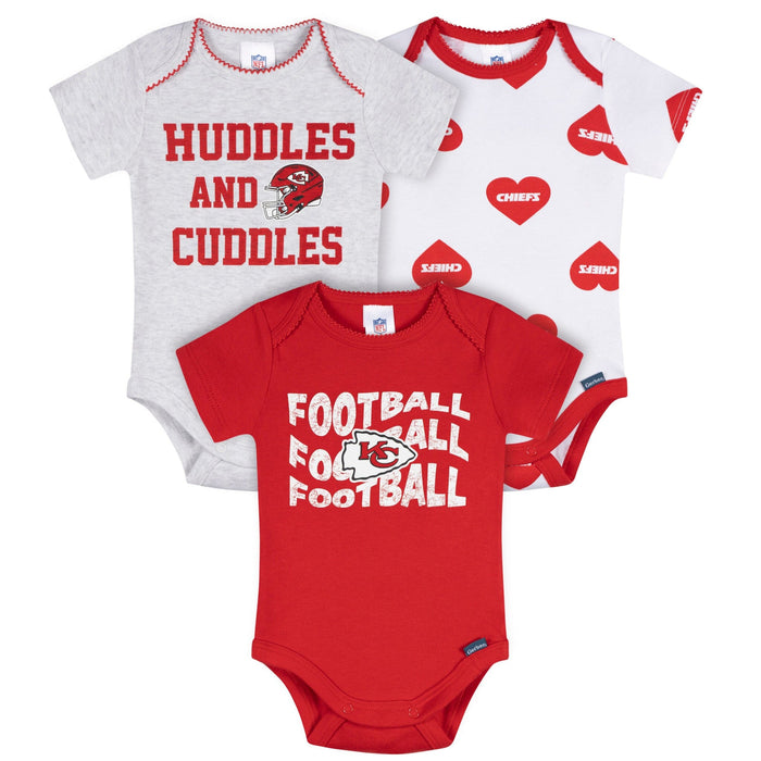 3-Pack Baby Girls Kansas City Chiefs Bodysuit Set Onesies Bodysuits NFL