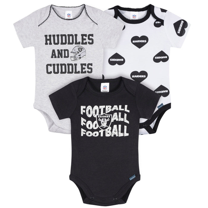 3-Pack Baby Girls Las Vegas Raiders Bodysuit Set Onesies Bodysuits NFL