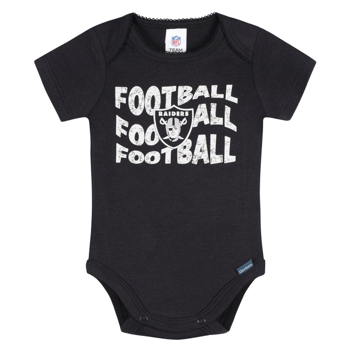 3-Pack Baby Girls Las Vegas Raiders Bodysuit Set Onesies Bodysuits NFL