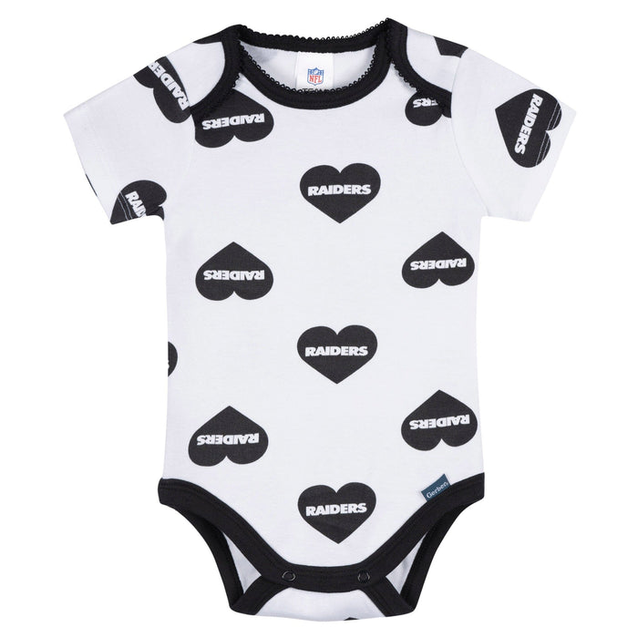 3-Pack Baby Girls Las Vegas Raiders Bodysuit Set Onesies Bodysuits NFL