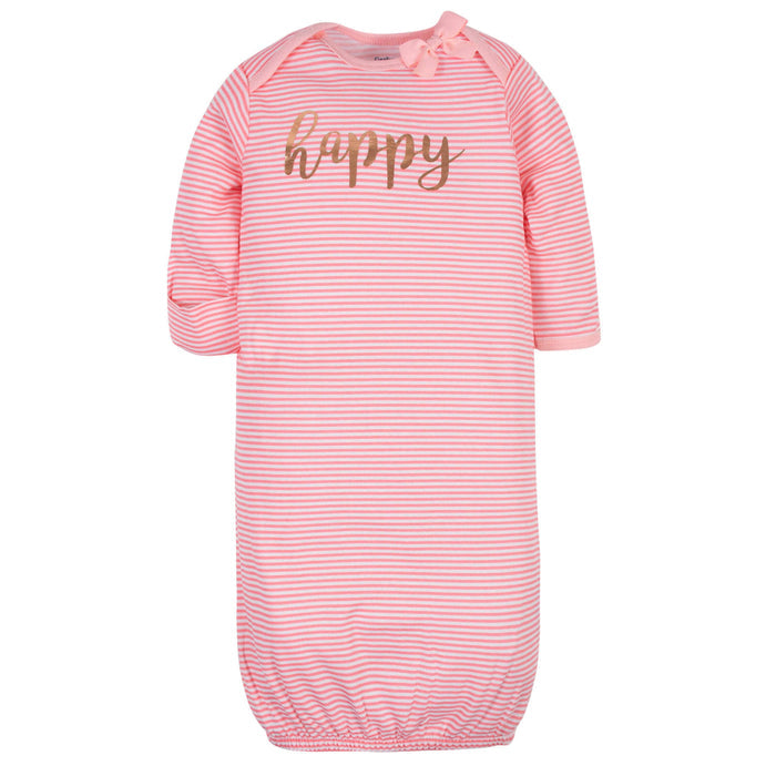 3-Pack Baby Girls Love You Organic Gowns
