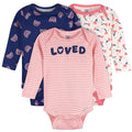 3-Pack Baby Girls Loved Long Sleeve Onesies® Bodysuits Onesies Bodysuits Gerber®