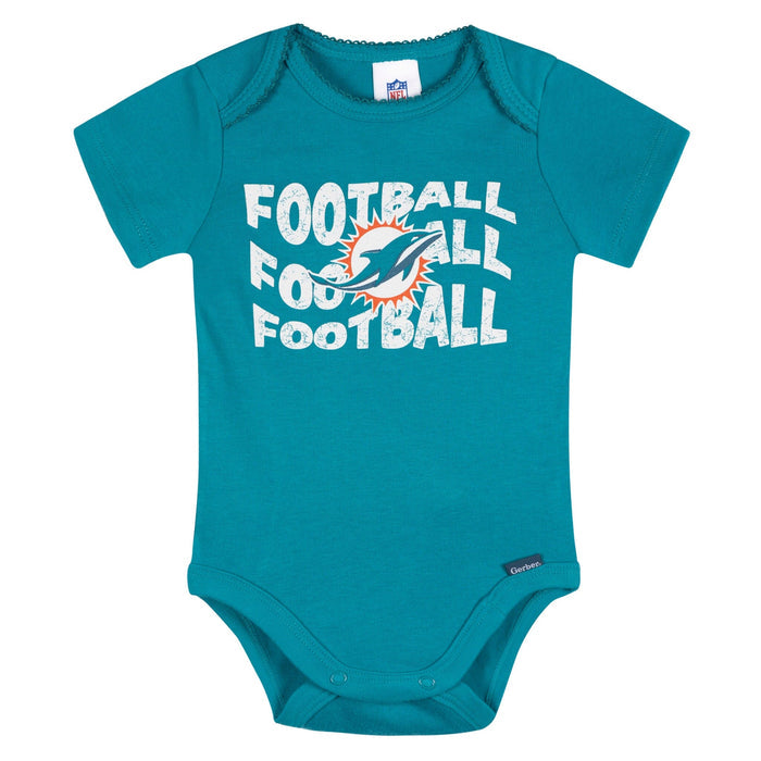 3-Pack Baby Girls Miami Dolphins Bodysuit Set Onesies Bodysuits NFL