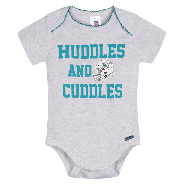 3-Pack Baby Girls Miami Dolphins Bodysuit Set Onesies Bodysuits NFL