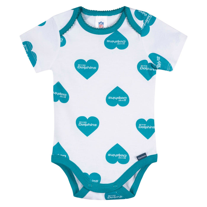 3-Pack Baby Girls Miami Dolphins Bodysuit Set Onesies Bodysuits NFL