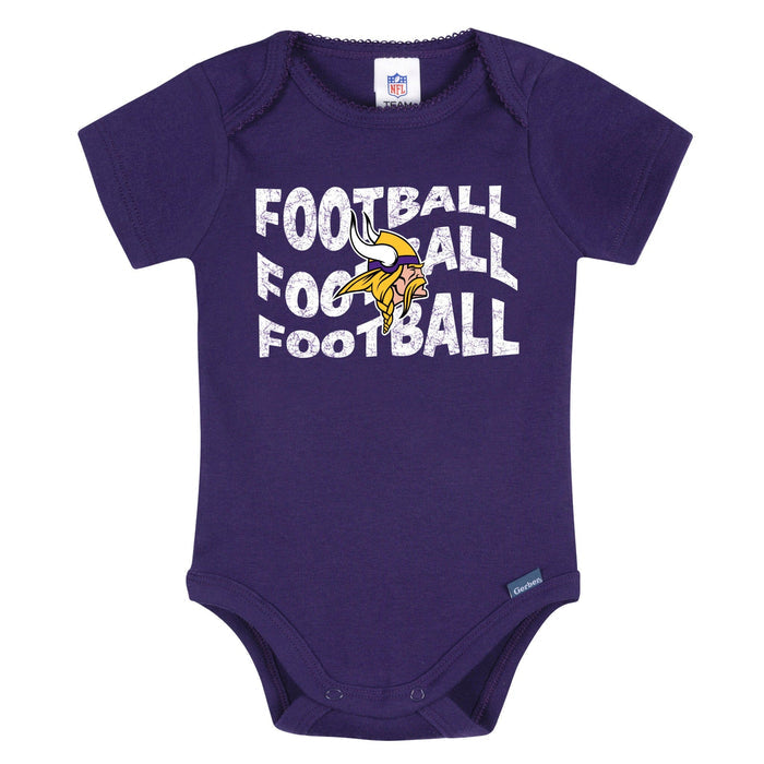3-Pack Baby Girls Minnesota Vikings Bodysuit Set Onesies Bodysuits NFL