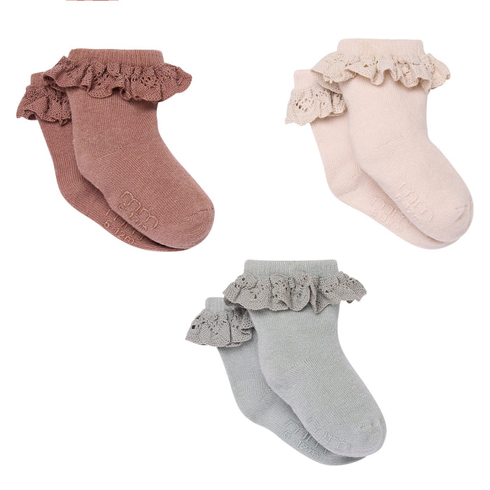 3-Pack Baby Girls Neutral Lace Socks socks modern moments™ by Gerber®