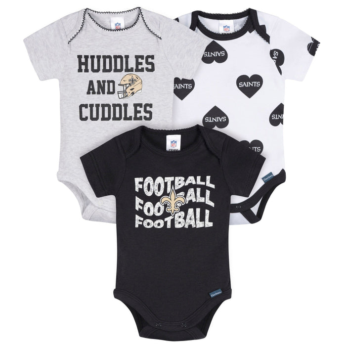 3-Pack Baby Girls New Orleans Saints Bodysuit Set Onesies Bodysuits NFL