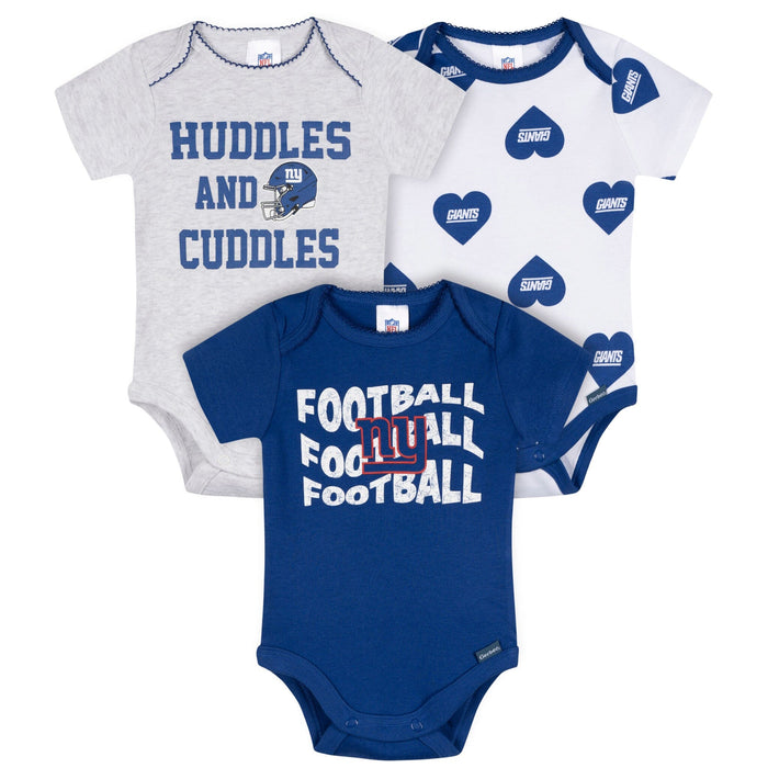 3-Pack Baby Girls New York Giants Bodysuit Set Onesies Bodysuits NFL