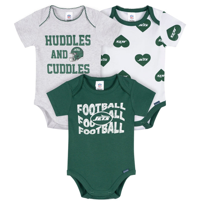 3-Pack Baby Girls New York Jets Bodysuit Set Onesies Bodysuits NFL
