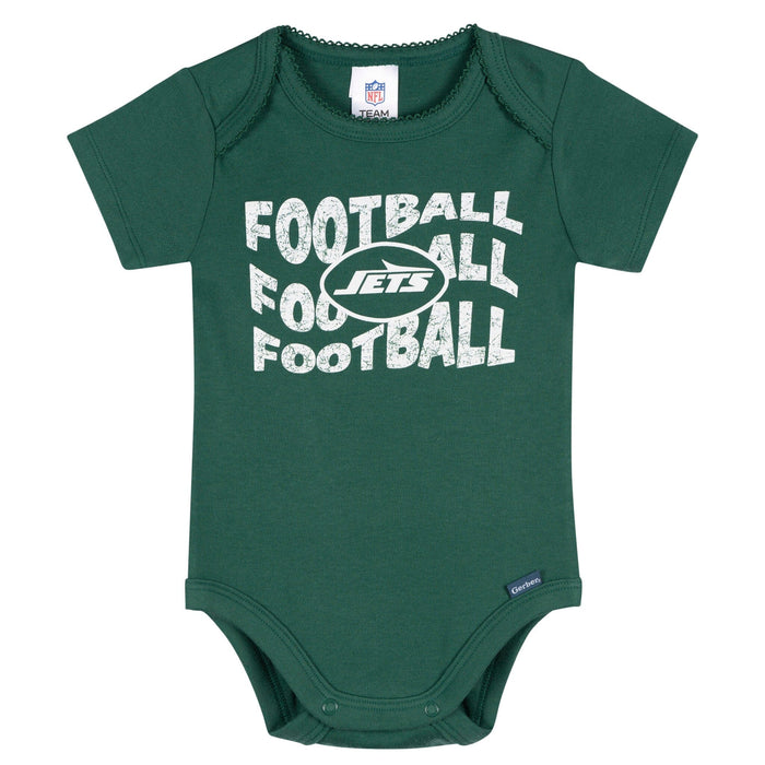 3-Pack Baby Girls New York Jets Bodysuit Set Onesies Bodysuits NFL
