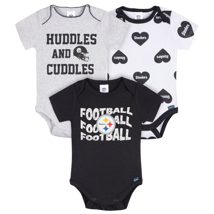 3-Pack Baby Girls Pittsburgh Steelers Bodysuit Set Onesies Bodysuits NFL