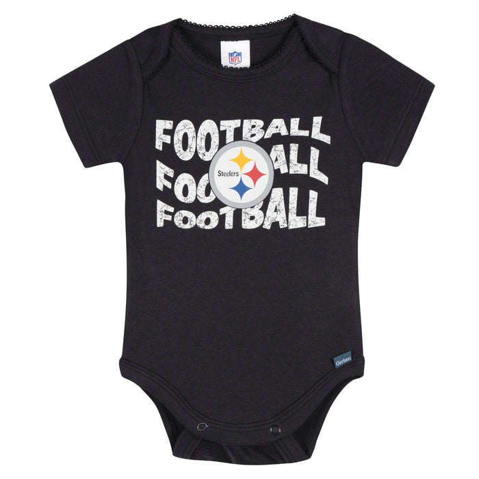 3-Pack Baby Girls Pittsburgh Steelers Bodysuit Set Onesies Bodysuits NFL