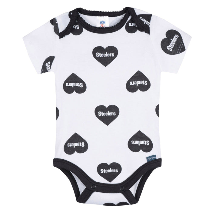 3-Pack Baby Girls Pittsburgh Steelers Bodysuit Set Onesies Bodysuits NFL