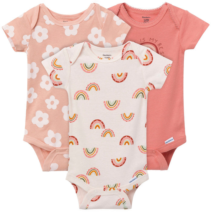 3-Pack Baby Girls Rainbow Short Sleeve Onesies® Bodysuits onesies Gerber®