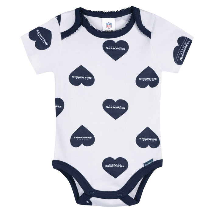 3-Pack Baby Girls Seattle Seahawks Bodysuit Set Onesies Bodysuits NFL