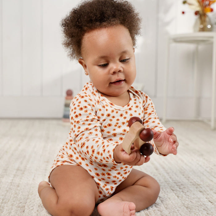 3-Pack Baby Girls Sunflower Long Sleeve Onesies® Bodysuits Onesies Bodysuits Gerber®