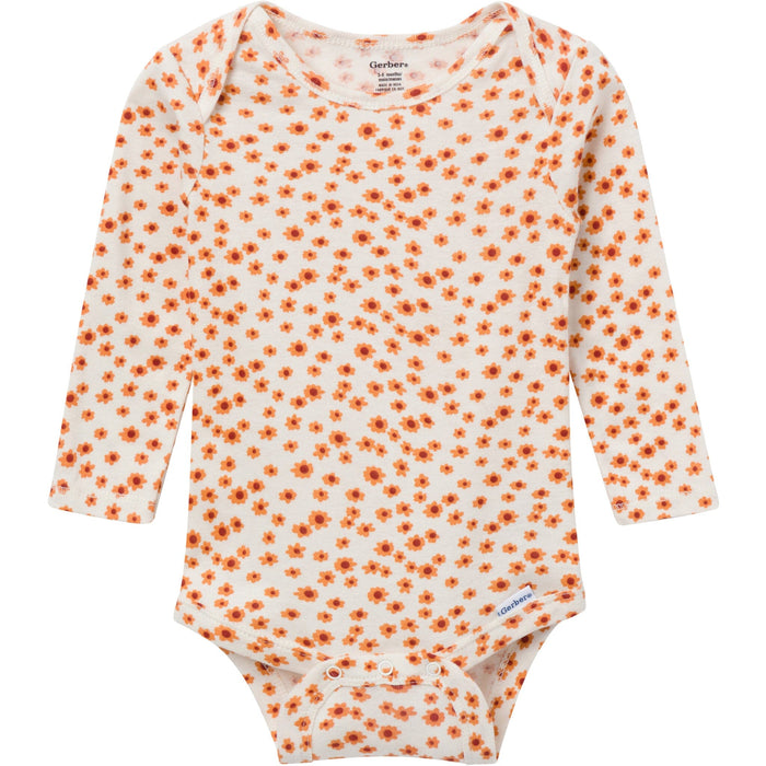 3-Pack Baby Girls Sunflower Long Sleeve Onesies® Bodysuits Onesies Bodysuits Gerber®