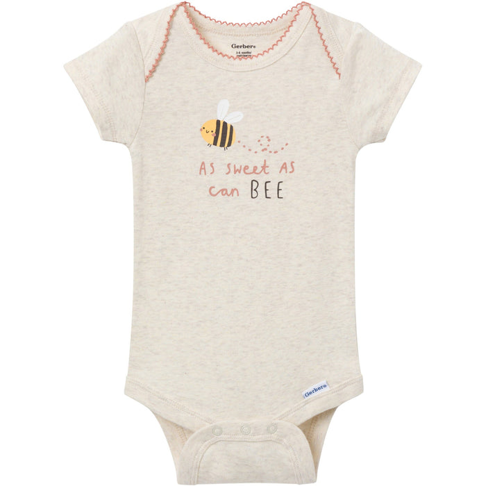 3-Pack Baby Girls Sweet Little Bee Short Sleeve Onesies® Bodysuits Onesies Bodysuits Gerber®