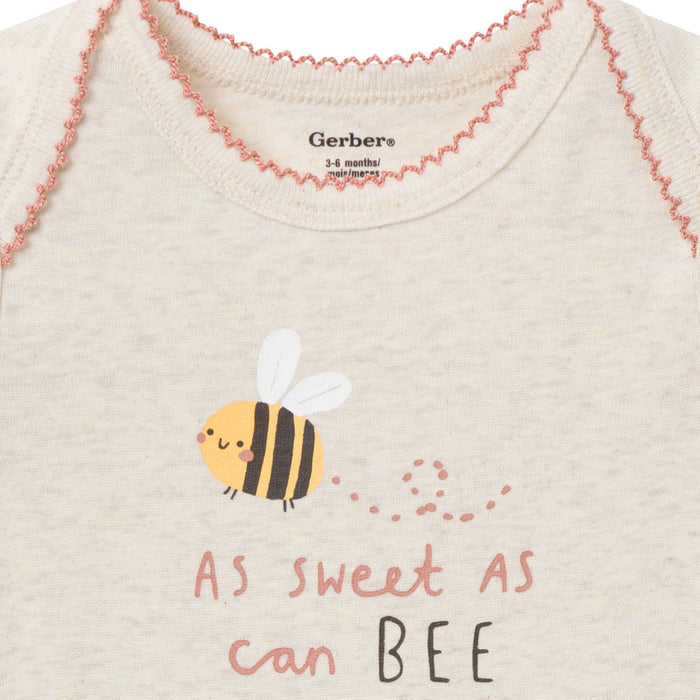 3-Pack Baby Girls Sweet Little Bee Short Sleeve Onesies® Bodysuits Onesies Bodysuits Gerber®