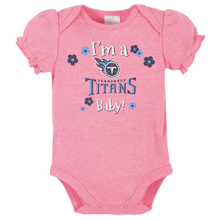 Tennessee Titans Baby Girls Short Sleeve Bodysuits-Gerber Childrenswear