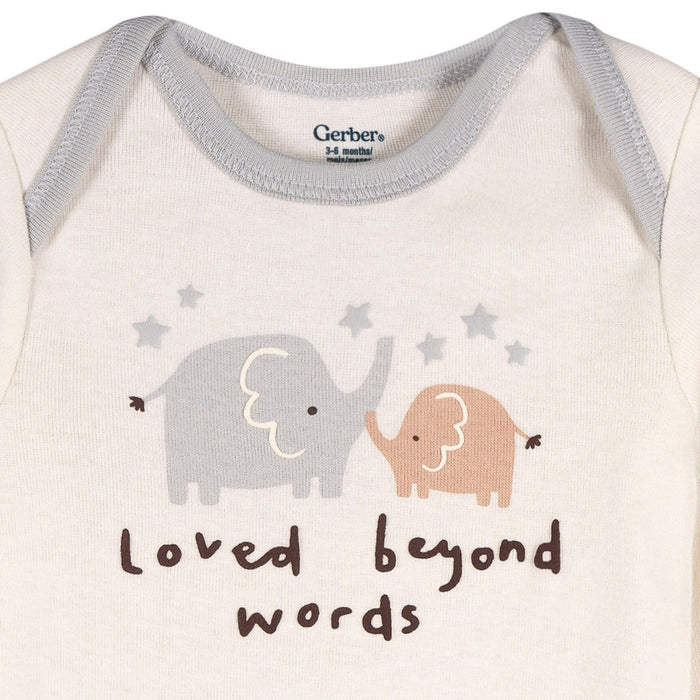 3-Pack Baby Neutral Elephant Love Long Sleeve Onesies® Bodysuits onesies Gerber®