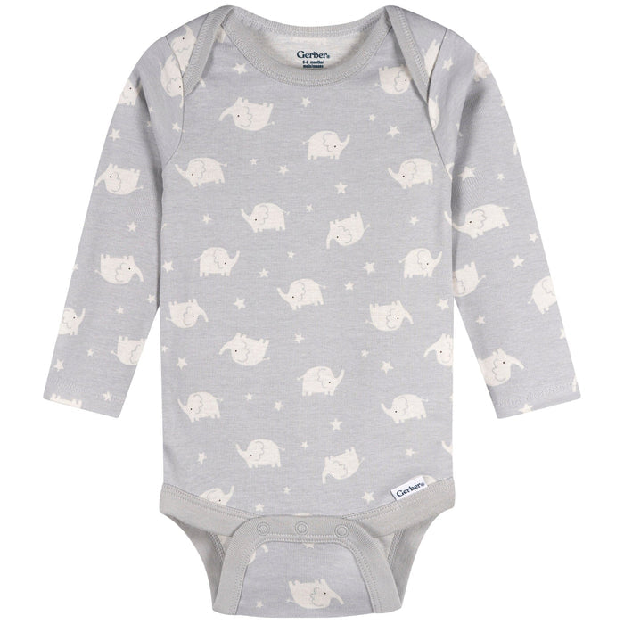 3-Pack Baby Neutral Elephant Love Long Sleeve Onesies® Bodysuits onesies Gerber®