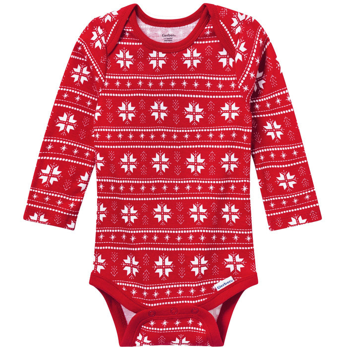 3-Pack Baby Neutral First Christmas Long Sleeve Onesies® Bodysuits onesies Gerber®