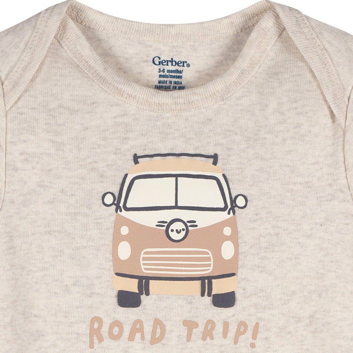3-Pack Baby Neutral Road Trip Short Sleeve Onesies® Bodysuits Onesies Bodysuits Gerber®