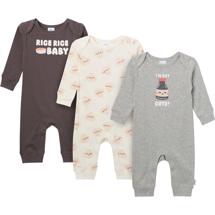 3-Pack Baby Neutral Soy Cute Lap Shoulder Footless Pajamas sleepwear Gerber®