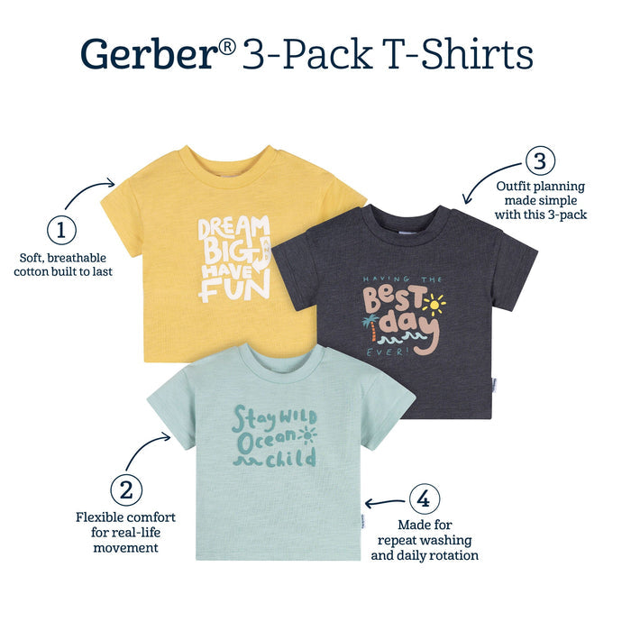 3-Pack Baby & Toddler Boys Ocean Child Short Sleeve Graphic T-Shirts tops Gerber®