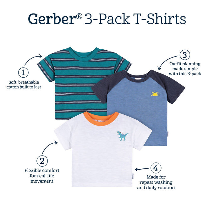 3-Pack Baby & Toddler Boys Party Animal Short Sleeve Graphic T-Shirts tops Gerber®