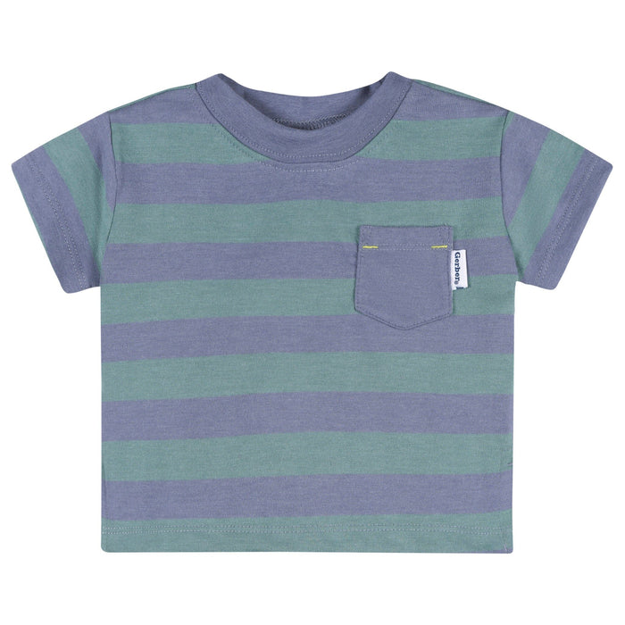 3-Pack Baby & Toddler Boys Blue and Gray Short Sleeve T-Shirts tops Gerber®