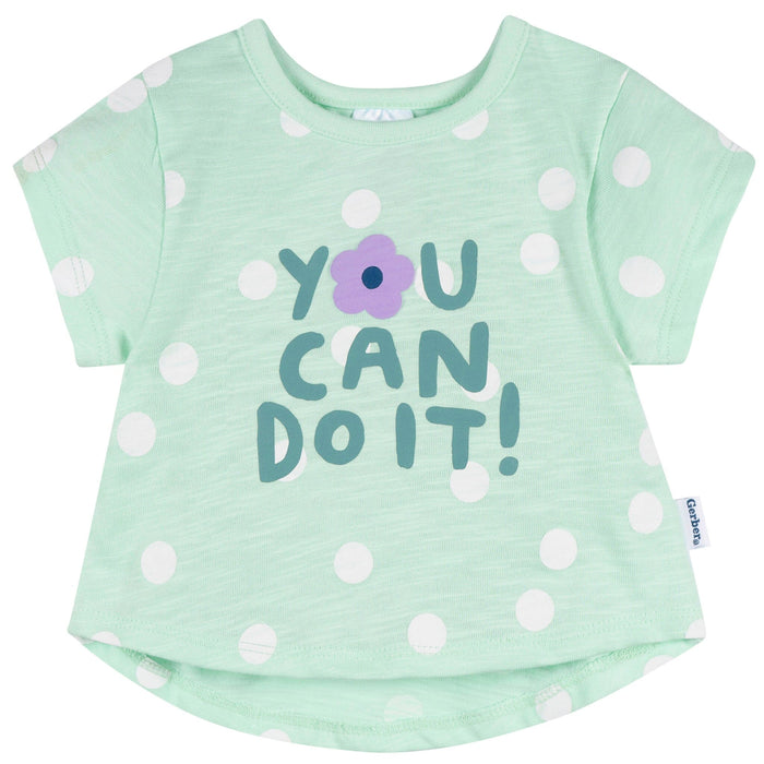 3-Pack Baby & Toddler Girls Peach, Green and Yellow Short Sleeve T-Shirts tops Gerber®