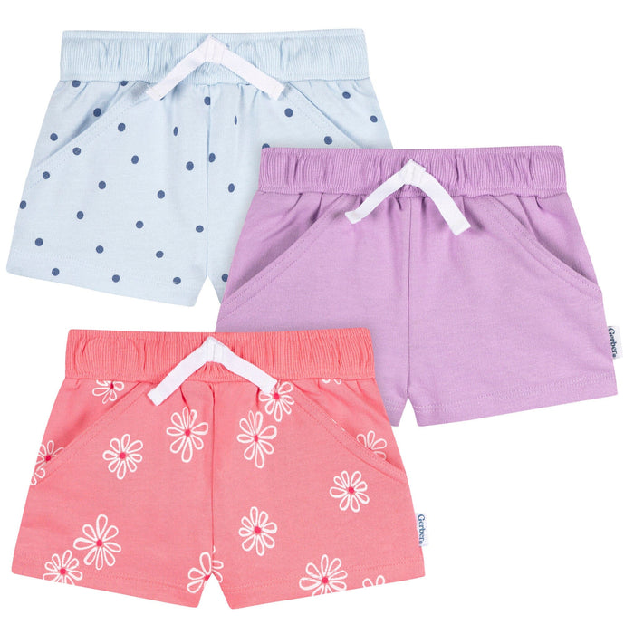 3-Pack Baby & Toddler Girls Coral Floral Knit Shorts Pants & Bottoms Gerber®