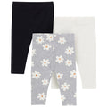 3-Pack Baby & Toddler Girls Gray Flowers, Cream and Black Textured Leggings bottoms Gerber®