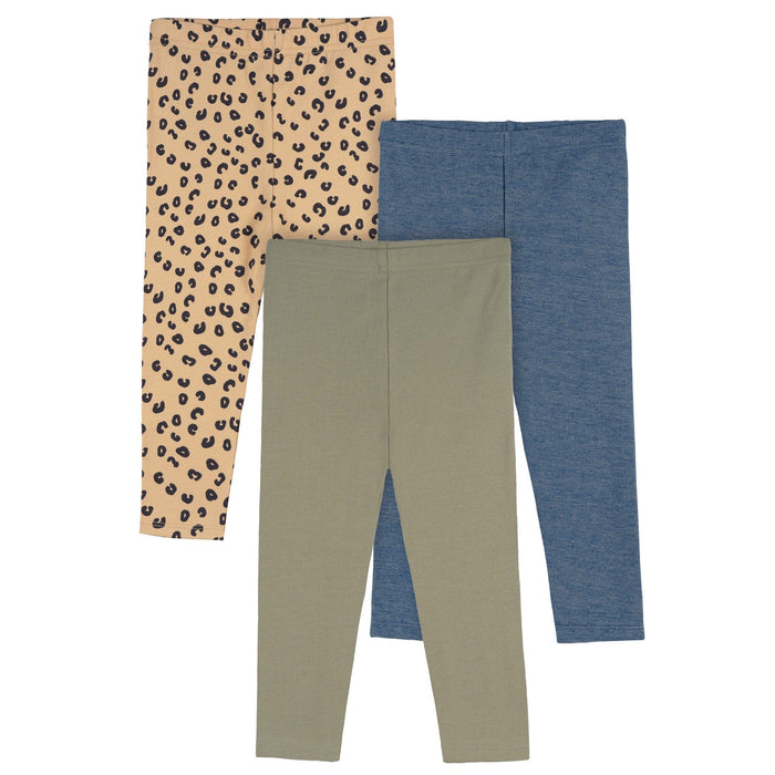 3-Pack Baby & Toddler Girls Green, Leopard Print and Blue Jeggings bottoms Gerber®