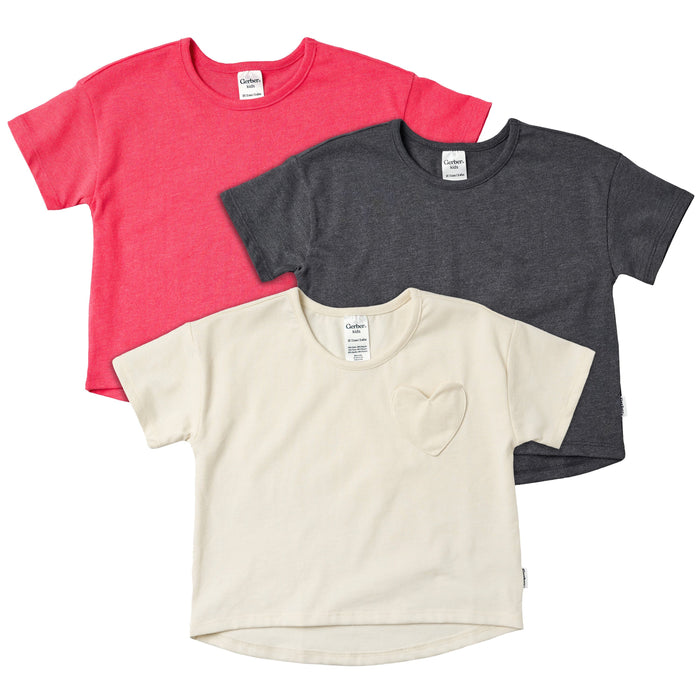 3-Pack Baby & Toddler Girls Ivory, Black, and Pink Short Sleeve Shirts tops Gerber®