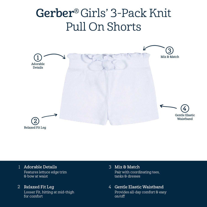 3-Pack Baby & Toddler Girls Picnic Day Dreams Pull-On Knit Shorts