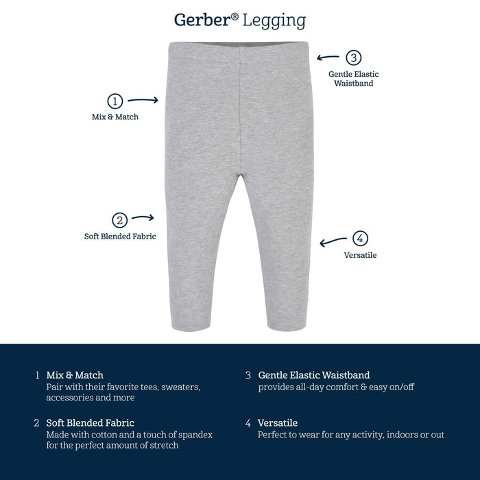 3-Pack Baby & Toddler Girls Pink & Black Premium Leggings-Gerber Childrenswear