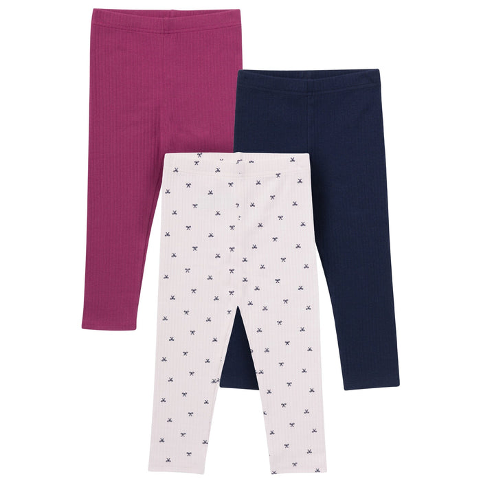 3-Pack Baby & Toddler Girls Pink Bows, Blue & Purple Textured Leggings bottoms Gerber®
