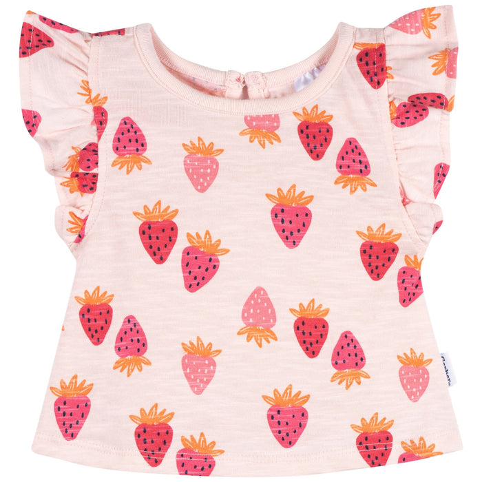 3-Pack Baby & Toddler Girls Pink Strawberries Short Sleeve Shirts tops Gerber®