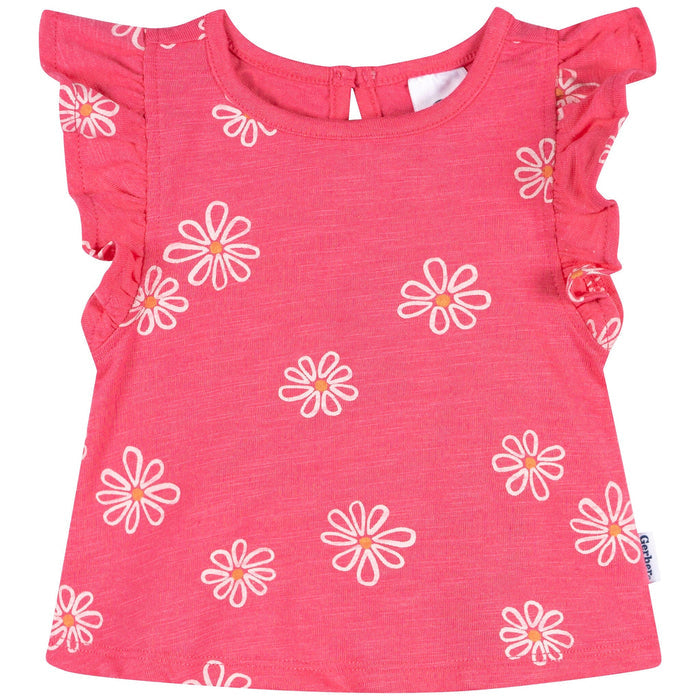 3-Pack Baby & Toddler Girls Pink Strawberries Short Sleeve Shirts tops Gerber®