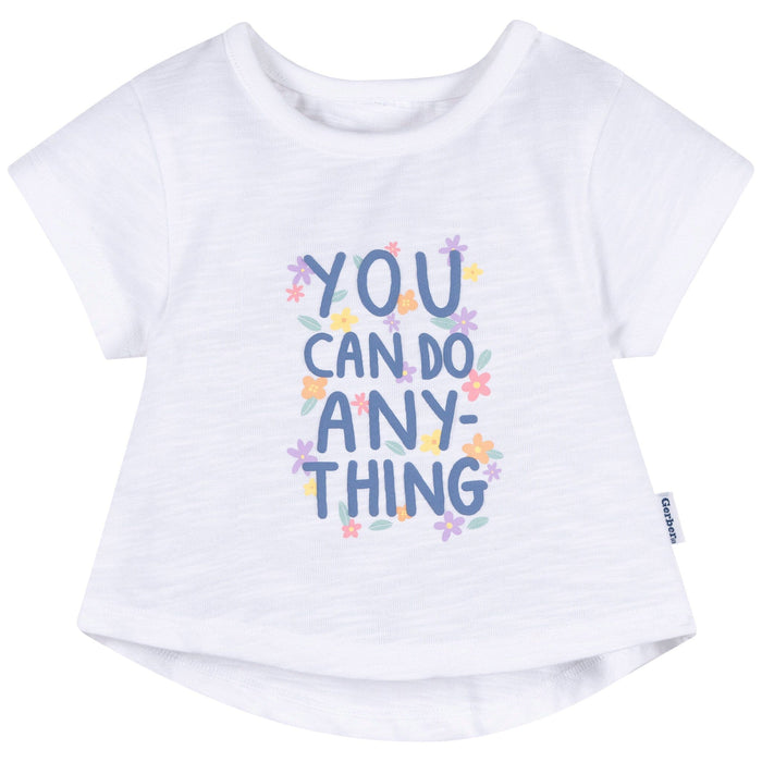 3-Pack Baby & Toddler Girls Pink, Blue and White Short Sleeve T-Shirts tops Gerber®