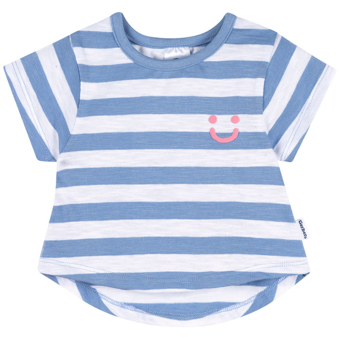 3-Pack Baby & Toddler Girls Pink, Blue and White Short Sleeve T-Shirts tops Gerber®
