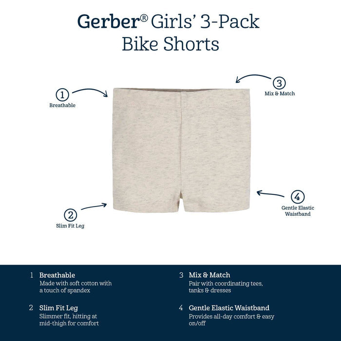 3-Pack Baby & Toddler Girls Sweet Florals Pull-On Bike Shorts