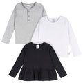 3-Pack Infant & Toddler Girls Black/White/Grey Long Sleeve Shirts Tops Gerber®