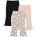3-Pack Infant & Toddler Girls Brown Flowers, Oatmeal and Black Textured Flare Leggings bottoms Gerber®