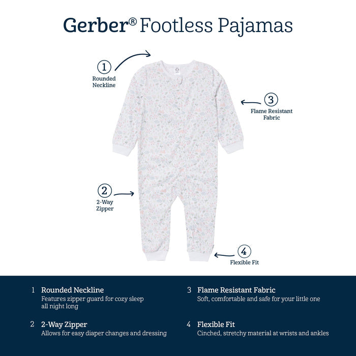 3-Pack Infant & Toddler Girls Fruits Footless Pajamas