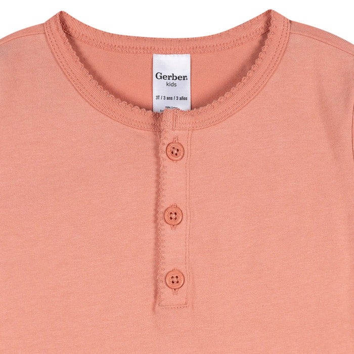 3-Pack Infant & Toddler Girls Green/Pink/Coral Long Sleeve Shirts Tops Gerber®